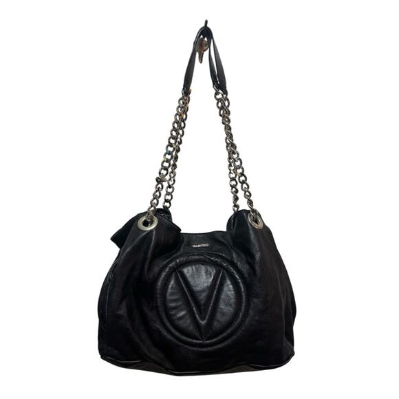 Vintage Valentino By Mario Verra Signature Leather Shoulder Bag Women's Black - Picture 1 of 12